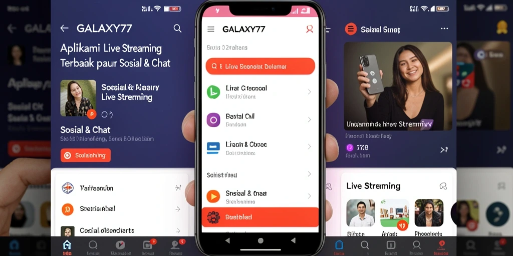 Tampilan antarmuka GALAXY77 yang user-friendly untuk Live Streaming.