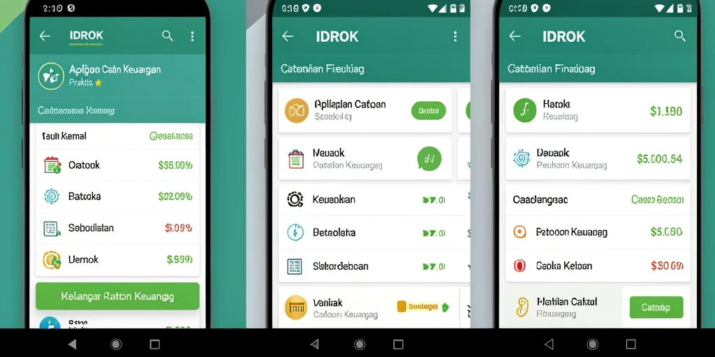 Tampilan antarmuka IDROK yang sederhana dan efektif untuk Catatan Keuangan.