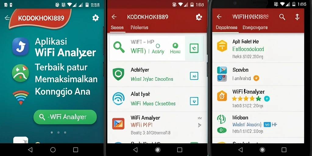 Tampilan antarmuka utama aplikasi KODOKHOKI889 dengan fitur WiFi Analyzer.
