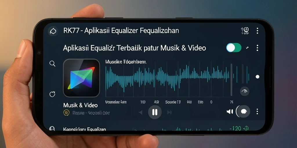 Tampilan antarmuka RK77 dengan pengaturan equalizer yang intuitif.
