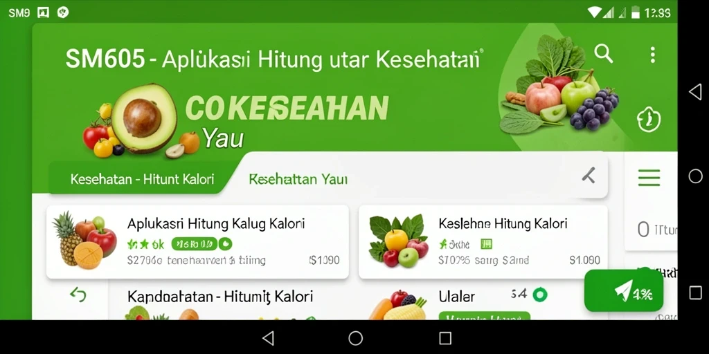 Tampilan antarmuka SM605 yang intuitif dan menarik untuk menghitung kalori.